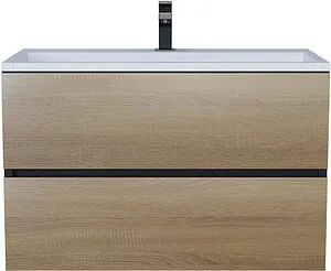 Тумба-умывальник подвесная Uperwood Barsa 80 дуб сонома/чёрный матовый 293020543 Тумба-умывальник подвесная Uperwood Barsa 80 дуб сонома/чёрный матовый 293020543, 1