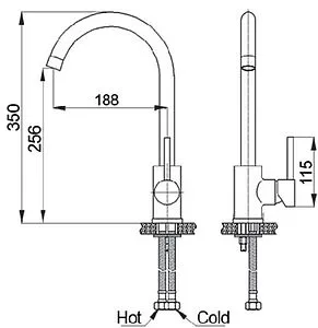 Смеситель для кухни GranFest чёрный матовый 7651 чёрный матовый Смеситель для кухни GranFest чёрный матовый 7651 чёрный матовый, 2