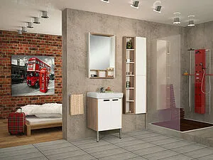 Шкаф-пенал подвесной открытый Aquaton Йорк 20 дуб сонома 1A171103YOB40 Шкаф-пенал подвесной открытый Aquaton Йорк 20 дуб сонома 1A171103YOB40, 3