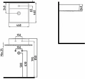 Раковина Bien Infinitum 46 белый INLG04601FD1W3000, 2