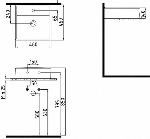 Раковина Bien Infinitum 46 белый INLG04601FD1W3000 Раковина Bien Infinitum 46 белый INLG04601FD1W3000