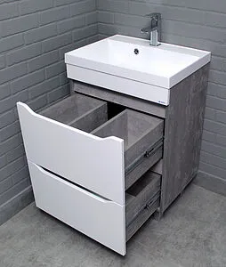 Тумба-умывальник напольный Айсберг Ева 60 белый/бетон DA5915T+4670142930044, 5