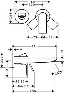 Смеситель для раковины из стены Hansgrohe Rebris E хром 72568000, 2