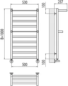 Полотенцесушитель водяной лесенка Terminus Хендрикс П10 500х1000 полированная сталь 4670078529824, 2