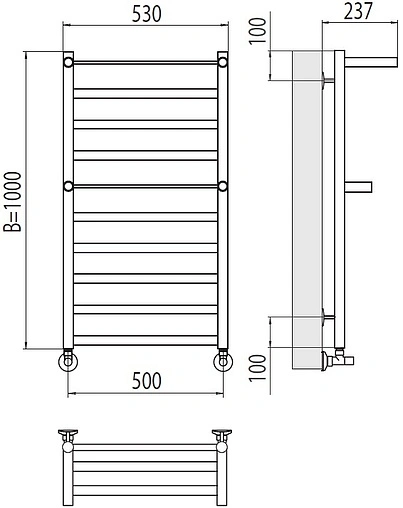 Полотенцесушитель водяной лесенка Terminus Хендрикс П10 500х1000 полированная сталь 4670078529824