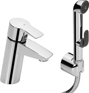 Смеситель для раковины с гигиеническим душем Oras Cubista хром 2812F Смеситель для раковины с гигиеническим душем Oras Cubista хром 2812F, 1