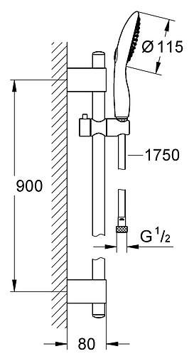 Душевая стойка Grohe Power&Soul хром 27759000 Душевая стойка Grohe Power&Soul хром 27759000