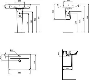 Раковина Ideal Standard Connect Air 65 белый E035101 Раковина Ideal Standard Connect Air 65 белый E035101, 2