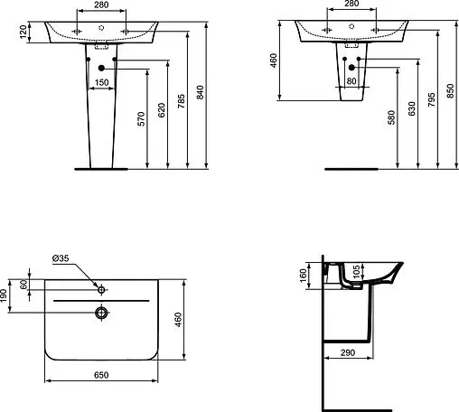 Раковина Ideal Standard Connect Air 65 белый E035101 Раковина Ideal Standard Connect Air 65 белый E035101