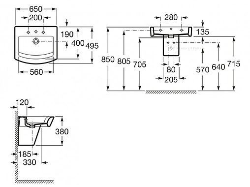 Раковина Roca Hall 65 белый 327621000