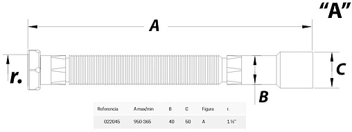 Слив гофрированный JIMTEN A-104 1½x40/50мм L=365-950мм 022045 Слив гофрированный JIMTEN A-104 1½x40/50мм L=365-950мм 022045