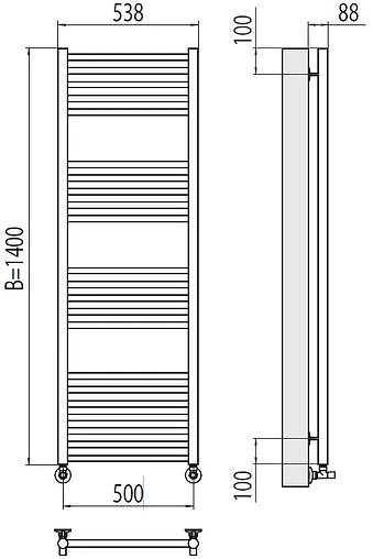 Полотенцесушитель водяной лесенка Terminus Альба П22 500х1400 полированная сталь 4670078530479