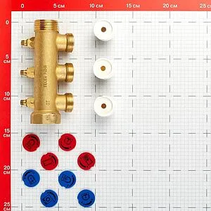 Коллектор регулирующий проходной 3 отвода ¾"в/н x ¾"ек TECE 8730011 Коллектор регулирующий проходной 3 отвода ¾"в/н x ¾"ек TECE 8730011, 5