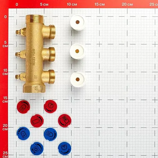 Коллектор регулирующий проходной 3 отвода ¾&quot;в/н x ¾&quot;ек TECE 8730011