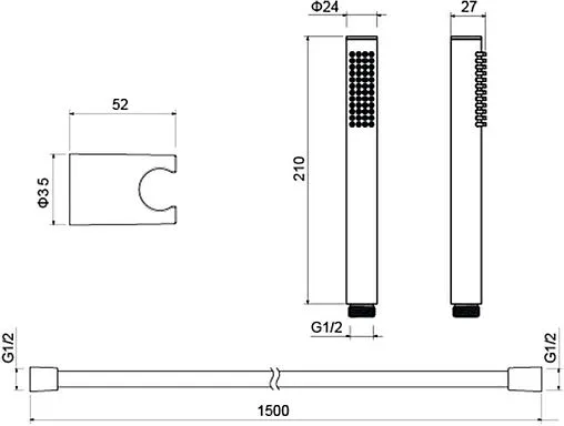 Душевой набор Aquatek Европа чёрный матовый AQ2034MB