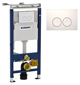 Инсталляция для подвесного унитаза Set 3 в 1 Geberit Duofix Plattenbau 458.122.11.1 с кнопкой Delta 21 белый глянцевый Инсталляция для подвесного унитаза Set 3 в 1 Geberit Duofix Plattenbau 458.122.11.1 с кнопкой Delta 21 белый глянцевый, 1