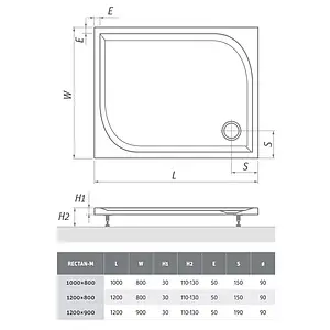 Поддон для душа искусственный мрамор низкий 1000x800мм Roltechnik Rectan-M 8000166 Поддон для душа искусственный мрамор низкий 1000x800мм Roltechnik Rectan-M 8000166, 2