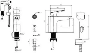 Смеситель для раковины с гигиеническим душем Aquatek Вега хром AQ1012CR, 2