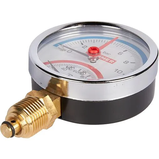 Термоманометр радиальный Rommer 80мм 10 бар 120°С ½&quot; RIM-0006-801015