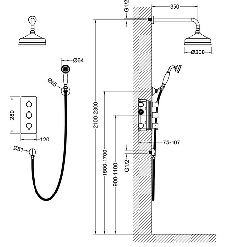 Душевая система с термостатом для душа Timo Petruma хром SX-5169/00SM