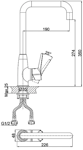 Смеситель для кухни D&amp;K Rhein Mosel хром DA1262441