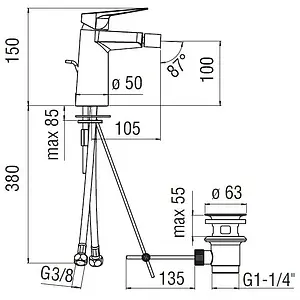Смеситель для биде Nobili Sky хром SY97119/1CR Смеситель для биде Nobili Sky хром SY97119/1CR, 2