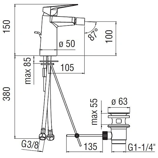 Смеситель для биде Nobili Sky хром SY97119/1CR