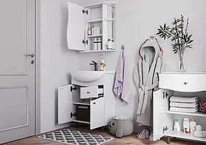 Тумба-умывальник напольный Айсберг Волна 60 белый DA1021T+4620008192772, 3