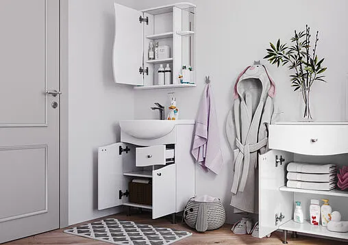 Тумба-умывальник напольная Айсберг Волна 60 белый DA1021T+4620008192772