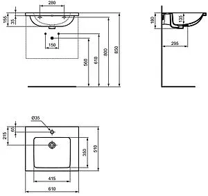 Раковина Ideal Standard i.Life B 60 белый T460501 Раковина Ideal Standard i.Life B 60 белый T460501, 2
