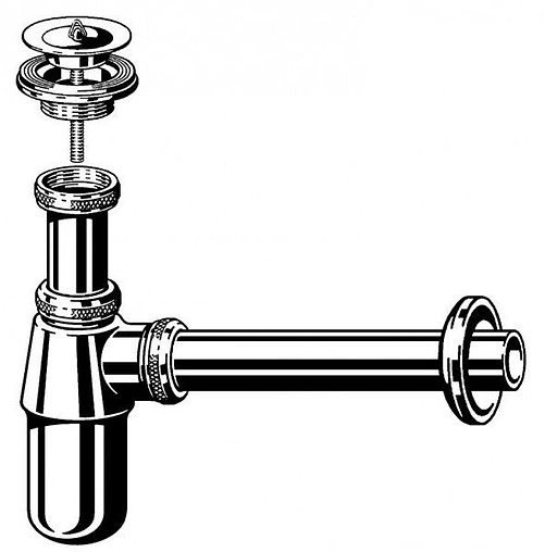 Сифон бутылочный для раковины Viega 5755 хром 366681