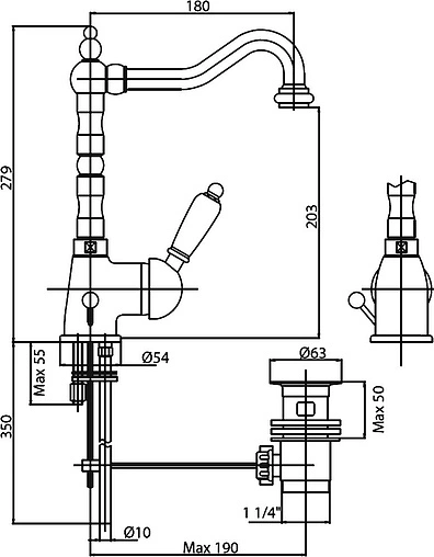 Смеситель для раковины Cezares Elite золото/белый ELITE-LSM2-03/24-Bi