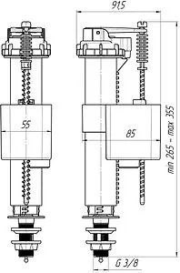 Заливной клапан для бачка ⅜&quot; пластик нижний Ани Пласт WC5530, 2