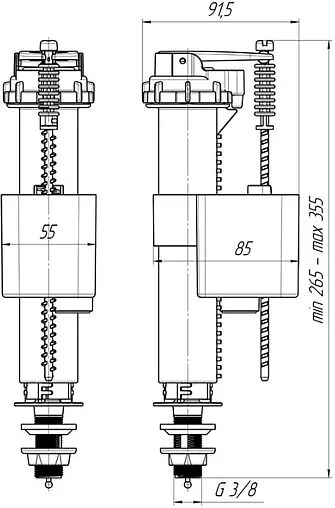 Заливной клапан для бачка ⅜&quot; пластик нижний Ани Пласт WC5530