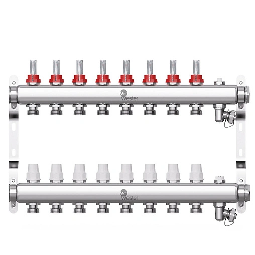 Группа коллекторная с расходомерами 8 отводов 1&quot;в/в x ¾&quot;ек Wester W902.8