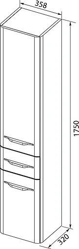 Шкаф-пенал подвесной Aquanet Виченца 36 R белый глянец 00196964