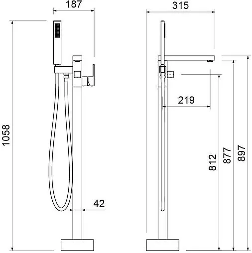 Смеситель для ванны напольный Aquatek Либра хром AQ1645CR