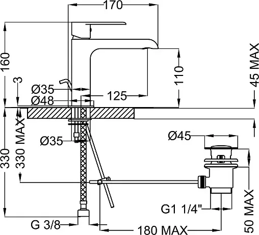 Смеситель для раковины Cezares Furore хром FURORE-LSM1-01-W0