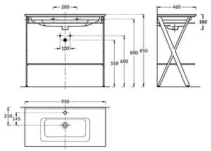 Консоль с умывальником напольная Kerama Marazzi Piano Next 95 чёрный PIA.N.95\BLK+PI.wb.95 Консоль с умывальником напольная Kerama Marazzi Piano Next 95 чёрный PIA.N.95\BLK+PI.wb.95, 2