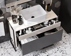 Тумба-умывальник подвесная Aquaton Лофт Урбан 80 графит/орегон 1A2476K2LQX60, 3