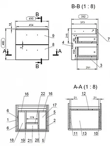 Тумба под умывальник подвесная Cersanit Lara 50 орех 64132 Тумба под умывальник подвесная Cersanit Lara 50 орех 64132, 2