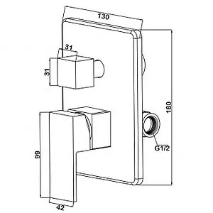 Смеситель для ванны скрытого монтажа Swedbe Platta хром 5515 Смеситель для ванны скрытого монтажа Swedbe Platta хром 5515, 2
