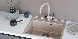 Смеситель для кухни с подключением к фильтру Omoikiri Yamada-SA бежевый/хром 4994286, 3