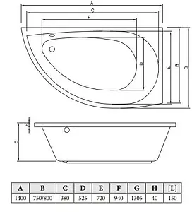 Ванна акриловая C-bath Aqua 140x75 R CBA00301R Ванна акриловая C-bath Aqua 140x75 R CBA00301R, 2