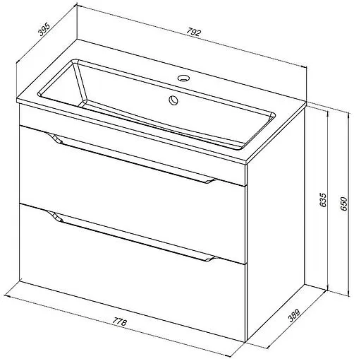 Тумба-умывальник Aquanet Практика 80 маренго 00330460+44080