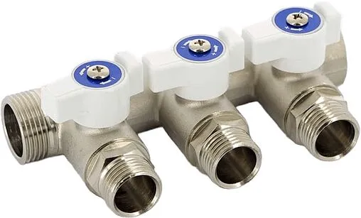 Коллектор запорный проходной 3 отвода ¾"в/н x ½"к Uni-fitt 420N3230 Коллектор запорный проходной 3 отвода ¾"в/н x ½"к Uni-fitt 420N3230