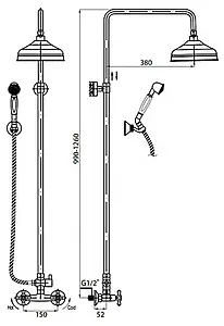 Душевая система со смесителем для душа Cezares Retro хром RETRO-C-CD-01 Душевая система со смесителем для душа Cezares Retro хром RETRO-C-CD-01, 2
