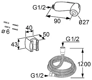 Гигиенический душ с держателем Kludi Bozz хром 7304205-00 Гигиенический душ с держателем Kludi Bozz хром 7304205-00, 3