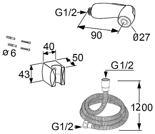 Гигиенический душ с держателем Kludi Bozz хром 7304205-00
