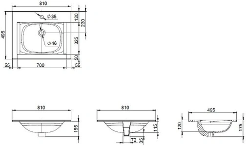 Раковина Am.Pm Spirit 2.0 80 белый M70AWCC0802WG